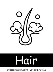 Hair set icon. Cut, cream, shampoo, trichology, moisturizing, shine, skin itching, volume, cream, nutrition, strengthening, split ends, salon procedures, fragility, neomorphism. Hair care concept.