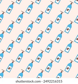 Hair shampoo seamless pattern. Styling and haircare repeat background. Bottles of cosmetics. Vector outline flat illustration.