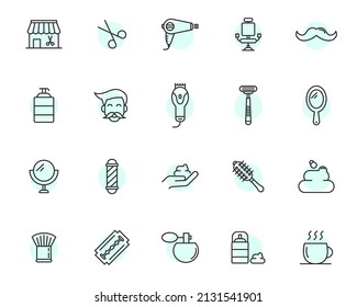 Hair shave barbershop line icon salon beauty. Grooming hair barber salon vector hairstyle man hairdresser