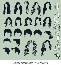 hair silhouettes, woman hairstyle, beauty salon design