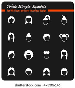 hair silhouettes, woman hairstyle simply symbols for web and user interface