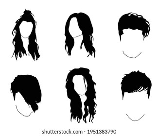 hair silhouettes, woman and man hairstyle art