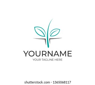 Hair, skin, follicle and leaves, logo design. Healthcare and medicine, spa salon, skin care and health, vector design and illustration