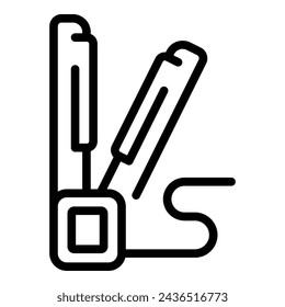 Hair smoothing iron icon outline vector. Hair straightener gadget. Keratin therapy tool