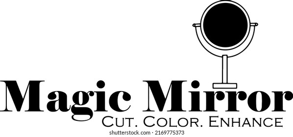 Hair Spa logo, Beauty salon vector, Megic Mirror salon name logo with tag line suggestion, Hair cut symbol