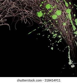hair and sparks on a black background, vector illustration