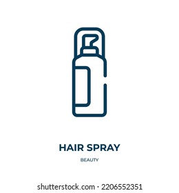 Hair spray icon. Linear vector illustration from beauty collection. Outline hair spray icon vector. Thin line symbol for use on web and mobile apps, logo, print media.