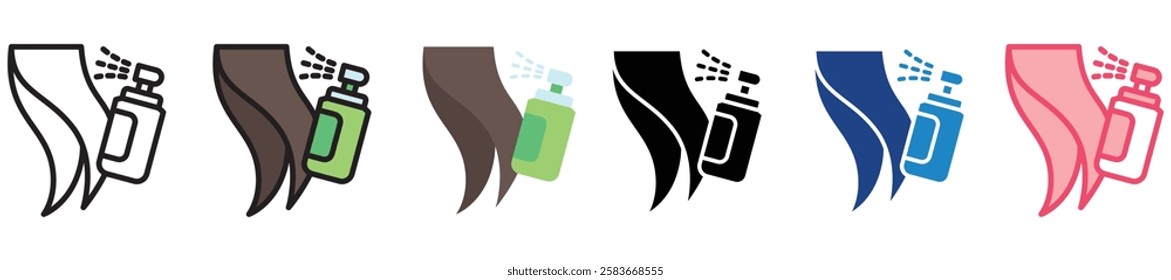 Hair Spray multi-style color icon, mini or small illustration, use for UI, UX, app and web development, digital or print. for health, beauty, personal care, body treatment.