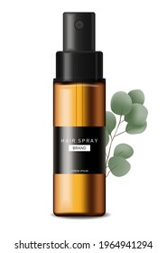 Hair spray vector realistic cosmetics. Product placement mock ups