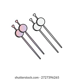 Hair stick technical drawing vector mockup template.