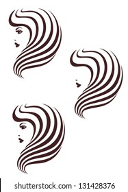 Hair stile icon, logo Female profile with long hair