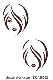 Hair Stile Icon, Logo Girl's Face