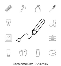 hair straighten icon. Set of bathroom icons. Signs, outline symbols collection, simple thin line icons for websites, web design, mobile app, info graphics on white background