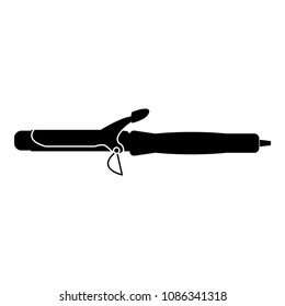 Hair straightener or curler icon black color