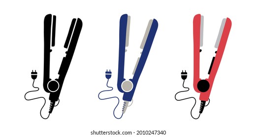 Hair straightener flat icon. Hairdressing equipment sketch. Professional tool. Vector illustration. Barber symbol