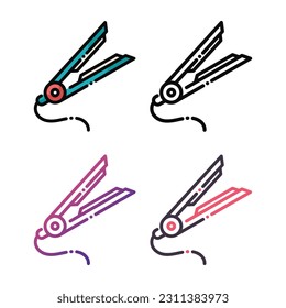 Hair Straightener icon design in four variation color