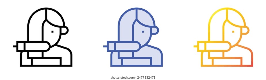 hair straightener icon. Linear, Blue Fill and Gradient Style Design Isolated On White Background