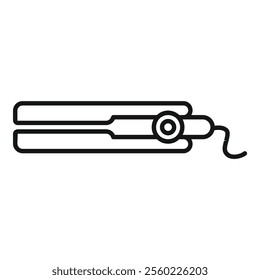 Hair straightener icon in outline style showing a hair styling tool for a beauty salon