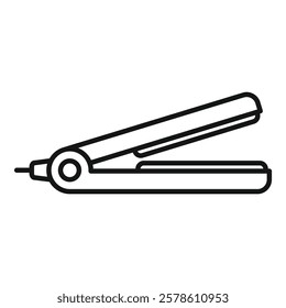 Hair straightener icon in outline style for beauty salon and barbershop, hair styling concept