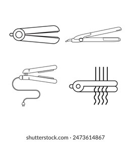 Icono de línea de enderezadora de cabello Diseño de símbolo de Vector