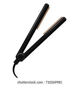 Hair straightener on white background, cartoon illustration. Vector