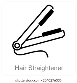 Hair Straightener and staightener icon concept