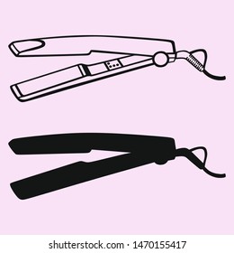 hair straightener vector silhouette isolated