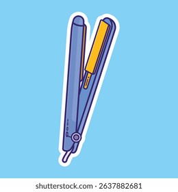 Hair Straightner Cartoon Vector Icon Illustration. Barber Shop Tools Icon Concept Isolated Premium Vector. Flat Cartoon Style