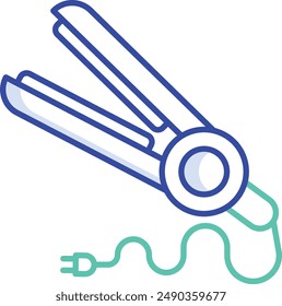 Hair straightner outline color vector illustration