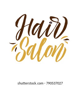 Hair Studio. Logo Beauty Vector Lettering. Custom handmade calligraphy. Vector Illustration. 