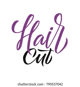 Hair Studio. Logo Beauty Vector Lettering. Custom handmade calligraphy. Vector Illustration. 