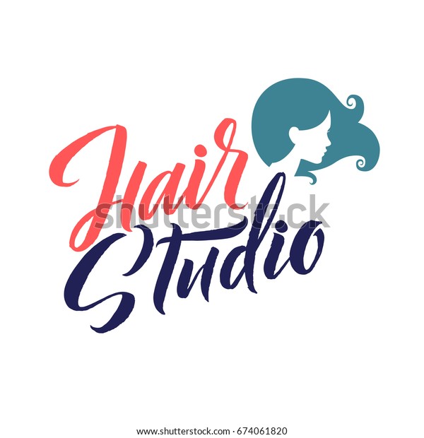 Hair Studio Logo Beauty Vector Lettering Stock Vector Royalty