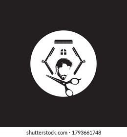 Hair style barber shop icon and symbol template