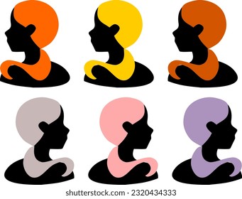 Hair style color palette lady vector