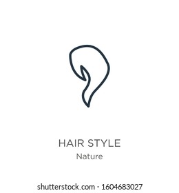 Hair style icon. Thin linear hair style outline icon isolated on white background from nature collection. Line vector sign, symbol for web and mobile