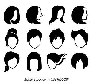 iconos de estilo de cabello conjunto ilustración vectorial