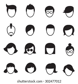 Hair style icons Vector Illustration Symbol Set