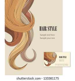 Hair style. Vector set poster and visit card.