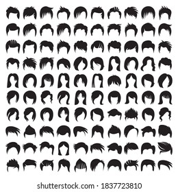 hair style and wig icons set vector