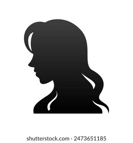 Hair Style Woman Silhouette Illustration. Woman Silhouette Isolated in White Background