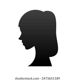 Hair Style Woman Silhouette Illustration. Woman Silhouette Isolated in White Background