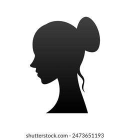 Hair Style Woman Silhouette Illustration. Woman Silhouette Isolated in White Background