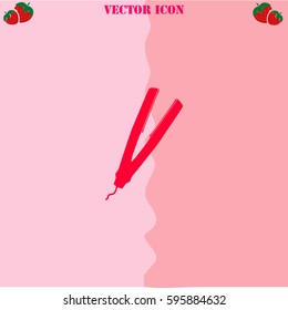 Hair styler vector  icon. Strawberry Background.