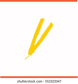 Hair styler vector yellow icon on white background. Hair styler symbol stock bitmap illustration. Business picture.