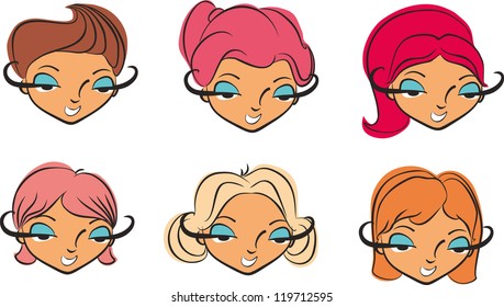 hair styles ,cartoon face