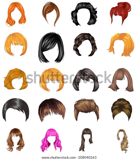 Hair Styles Collection Vector Stock Vector (Royalty Free) 208040263