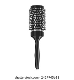 Hair styling brush, black, isolated on a white background. Vector comb for hairdressing designs.
​