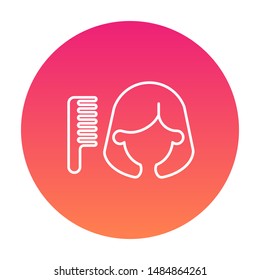 Hair styling icon round background. Beauty vector illustration.