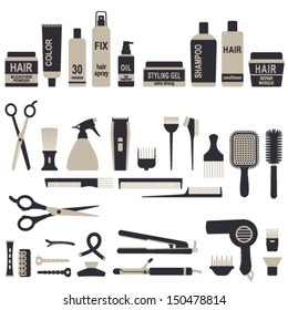 Hair styling icons set 1