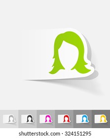 hair styling paper sticker with shadow. Vector illustration